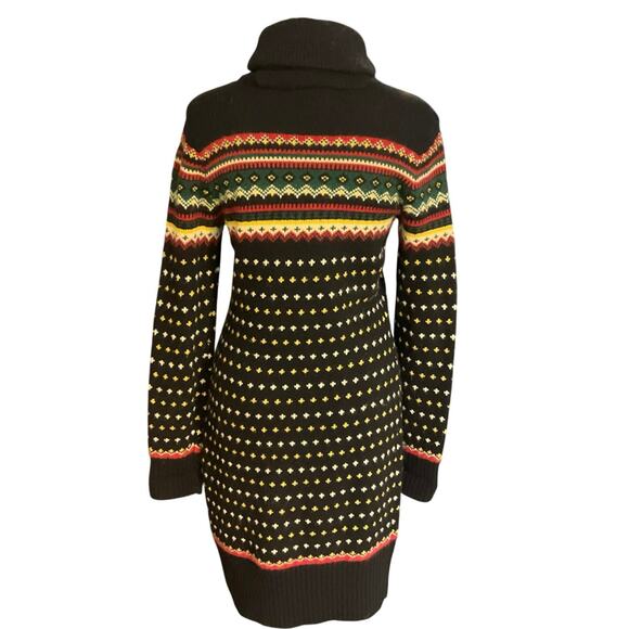 Ralph Lauren Black Wool Angora Cashmere Blend Fair Isle Sweater Dress Size M - Picture 4 of 9